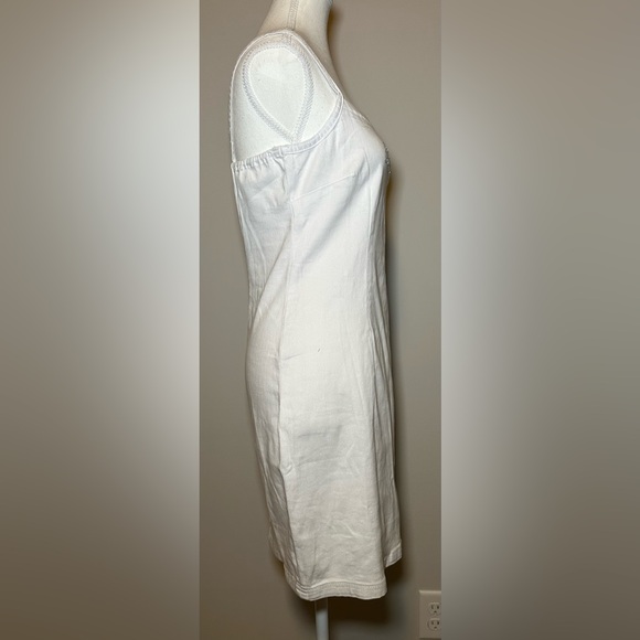 NWT bebe White Rhinestone Logo Bodycon Mini Dress Y2K Glam Stretch club sexy M - Picture 6 of 11